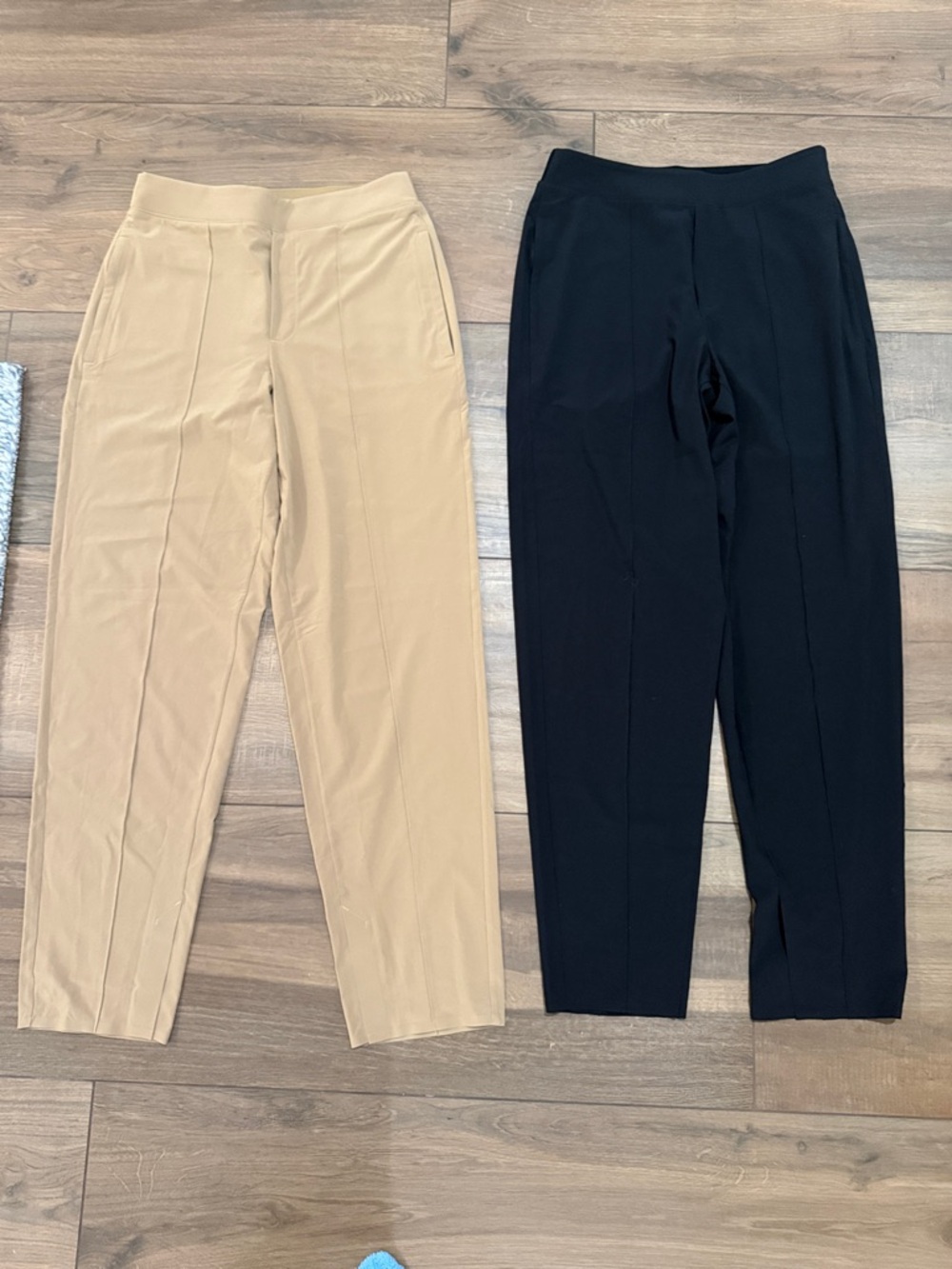 Two pair - Athleta Straight-Leg Pull-On Pants in tan/black size 4